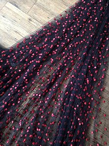 Textil - Tyl s vyšívanými guličkami - 16052217_