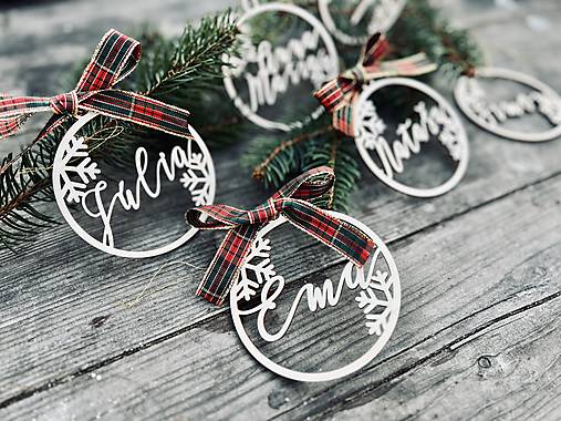 Dekorácie - Drevené vianočné gule s menom - 16048761_