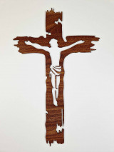 Dekorácie - Kríž Umučenie Ježiša III. (odtieň orech) - 16050449_