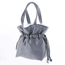 Kabelky - Spoločenská saténová kabelka šedá so sťahovacou šnúrkou japanese styl - 16056376_