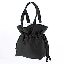 Kabelky - Spoločenská saténová kabelka čierná so sťahovacou šnúrkou japanese styl - 16056398_