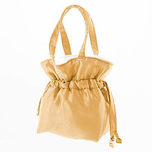 Kabelky - Spoločenská saténová kabelka zlatá so sťahovacou šnúrkou japanese styl - 16056467_