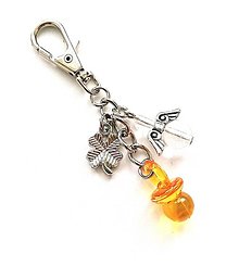 Kľúčenky - Kľúčenka "cumeľ" s anjelikom (oranžová) - 16056714_