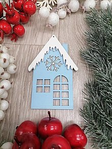 Dekorácie - Vianočná ozdoba na stromček - modrý domček - 16053853_