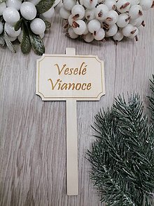 Polotovary - Drevená tabuľka Veselé Vianoce - 16055289_