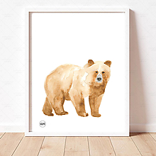 Kresby - Art Print - medveď hnedý - 16055682_