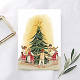 Svieť nám stromček jagavý -  ilustrovaná vianočná pohľadnica