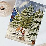 Papiernictvo - Tam rástla krásna jedlička -  ilustrovaná vianočná pohľadnica - 16055620_