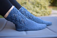 Ponožky, pančuchy, obuv - S pravej ponožkovej 8 nitky - modro sivá ( v.38-39) - 16055011_