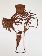 Dekorácie - Kríž Ježiš s tŕňovou korunou I. (odtieň orech) - 16054265_