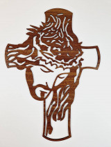 Dekorácie - Kríž Ježiš s tŕňovou korunou II. (odtieň orech) - 16054341_