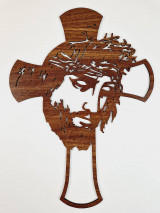 Dekorácie - Kríž Ježiš s tŕňovou korunou III. (odtieň orech) - 16054503_