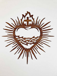 Dekorácie - Najsvätejšie srdce Ježišovo (odtieň orech) - 16055800_