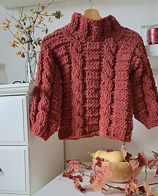 Detské oblečenie - Detský pulóver terakota - 16056633_