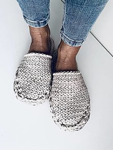 Ponožky, pančuchy, obuv - Pletené papučky - 16053238_