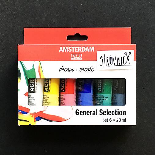 Akrylové farby Amsterdam, sada 6x20 ml, základné odtiene