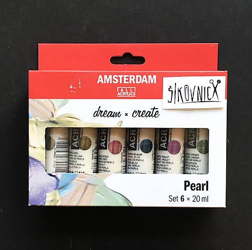 Akrylové farby Amsterdam, sada 6x20 ml, perleťové