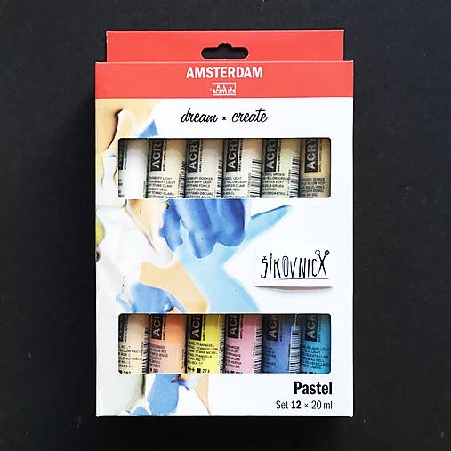 Akrylové farby Amsterdam, sada 12x20 ml, pastelové