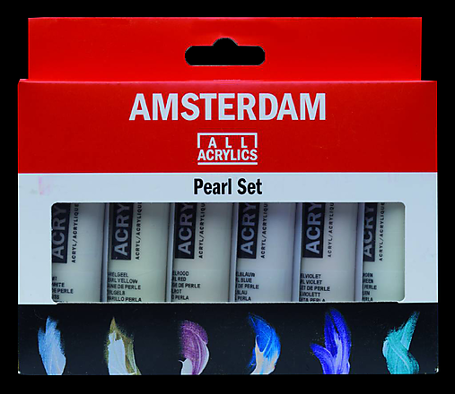 Akrylové farby Amsterdam, sada 6x20 ml, perleťové