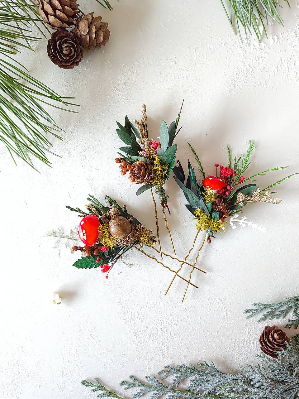 Vianočné vlásenky "čarovný les" 