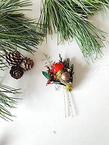 Ozdoby do vlasov - Vianočné vlásenky "čarovný les"  (Vlásenka - muchotrávka so žaluďom) - 16057966_