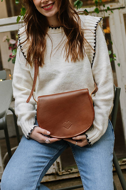 Kabelky - Kožená kabelka midi M B1 - hnědá - 16060664_