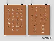 Grafika - Náučné plagáty čísla a abeceda - dvojica plagátov v tehlovej farbe - 16056963_