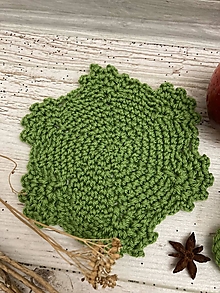 Úžitkový textil - podšálka/prestieranie "háčkované" ZELENé" (6 cípe zelené/ cca 15 cm priemer) - 16060186_
