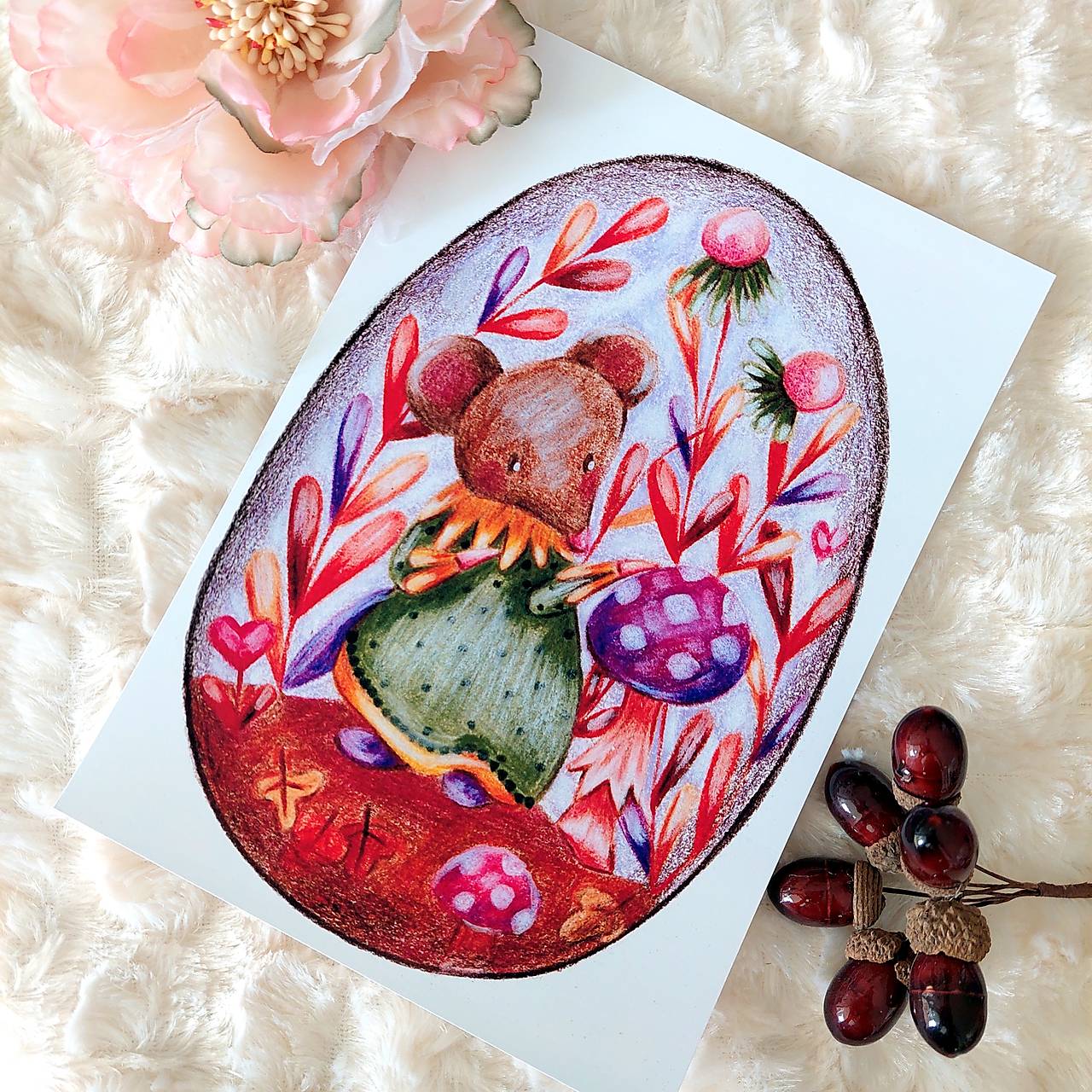 Na jesennej prechádzke - reprodukcia ilustrácie na art papieri