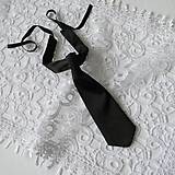 Pánske doplnky - Saténová čierna kravata - mini - 16060821_