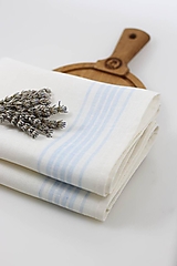 Úžitkový textil - Ľanová biela utierka s jemným pásikom "Linenhome" - 16061984_