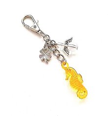 Kľúčenky - Kľúčenka "morský koník" s anjelikom (oranžová) - 16060894_