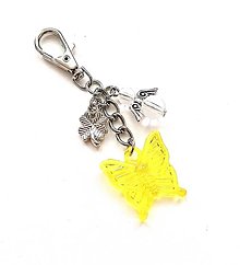 Kľúčenky - Kľúčenka "motýľ" s anjelikom (žltá) - 16061290_