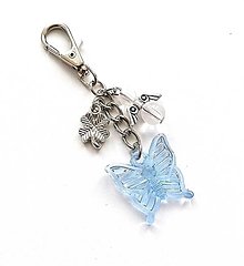 Kľúčenky - Kľúčenka "motýľ" s anjelikom (modrá) - 16061293_