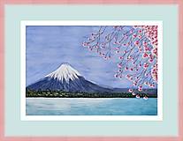 Obrazy - Hora Fuji i Sakura. Originálna akvarelová maľba - 16063700_