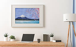 Obrazy - Hora Fuji i Sakura. Originálna akvarelová maľba - 16063701_