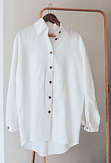 Blúzky a košele - Ľanová košeľa oversized - Vrana (ivory) - 16062688_