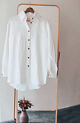 Blúzky a košele - Ľanová košeľa oversized - Vrana (ivory) - 16062689_