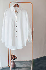 Blúzky a košele - Ľanová košeľa oversized - Vrana (ivory) - 16062691_
