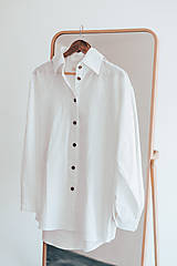 Blúzky a košele - Ľanová košeľa oversized - Vrana (ivory) - 16062695_