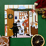 Papiernictvo - Vianočná pohľadnica - Nečakaná návšteva 14x14 cm - 16062545_