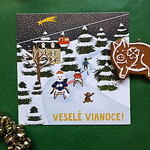 Papiernictvo - Vianočná pohľadnica - Zimné radovánky 14x14 cm - 16062581_