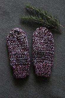 Rukavice - Ručne pletené fialové rukavice palčiaky - 16061444_