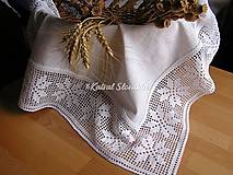 Úžitkový textil - Biele ľanové prestieranie s hviezdičkovým lemom - 16065796_