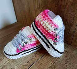 Detské topánky - Háčkované tenisky - ružový melír - 16067197_