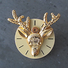 Brošne - Brož se zlatým jelenem na ciferníku - 16065970_