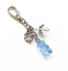 Kľúčenky - Kľúčenka "macko" s anjelikom (modrá) - 16064320_