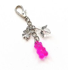 Kľúčenky - Kľúčenka "macko" s anjelikom (ružová) - 16064322_