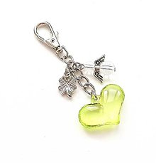 Kľúčenky - Kľúčenka "srdce" s anjelikom (zelená) - 16064334_