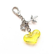 Kľúčenky - Kľúčenka "srdce" s anjelikom (žltá) - 16064336_
